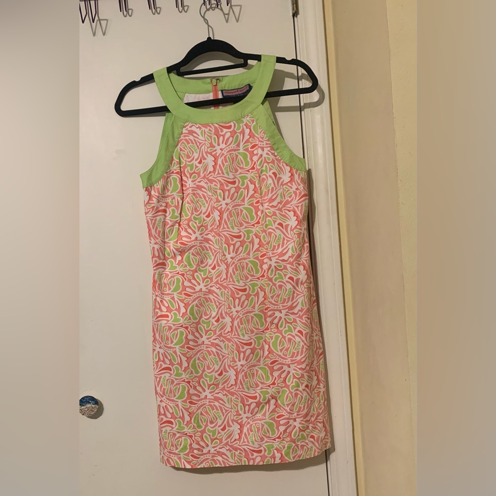 Vineyard Vines NWT Women’s size 4 Pink and Green Sleeveless Dress